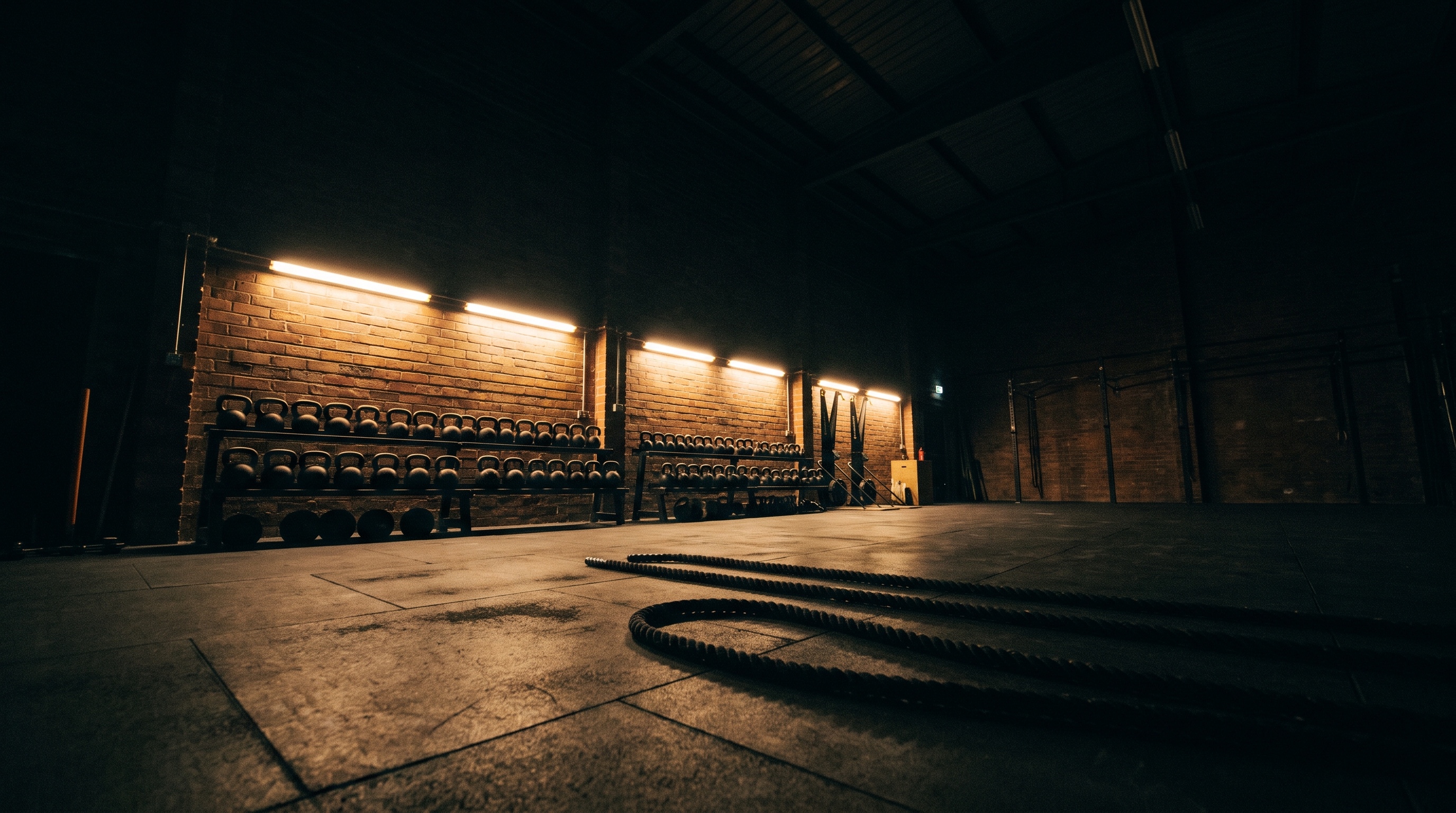 Class Studio — kettlebell rack and battle ropes