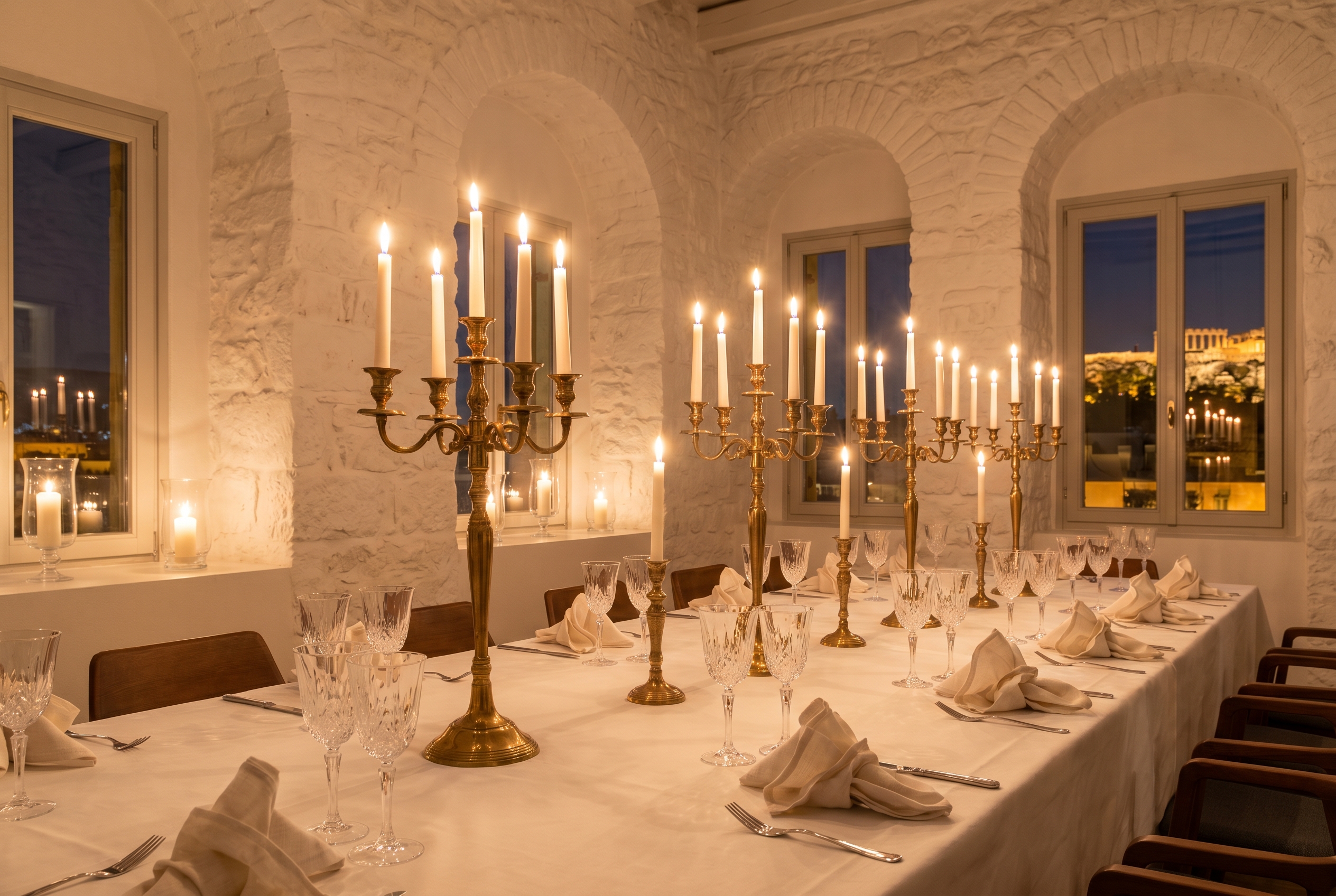 Private dining room at ESTIA with Acropolis view